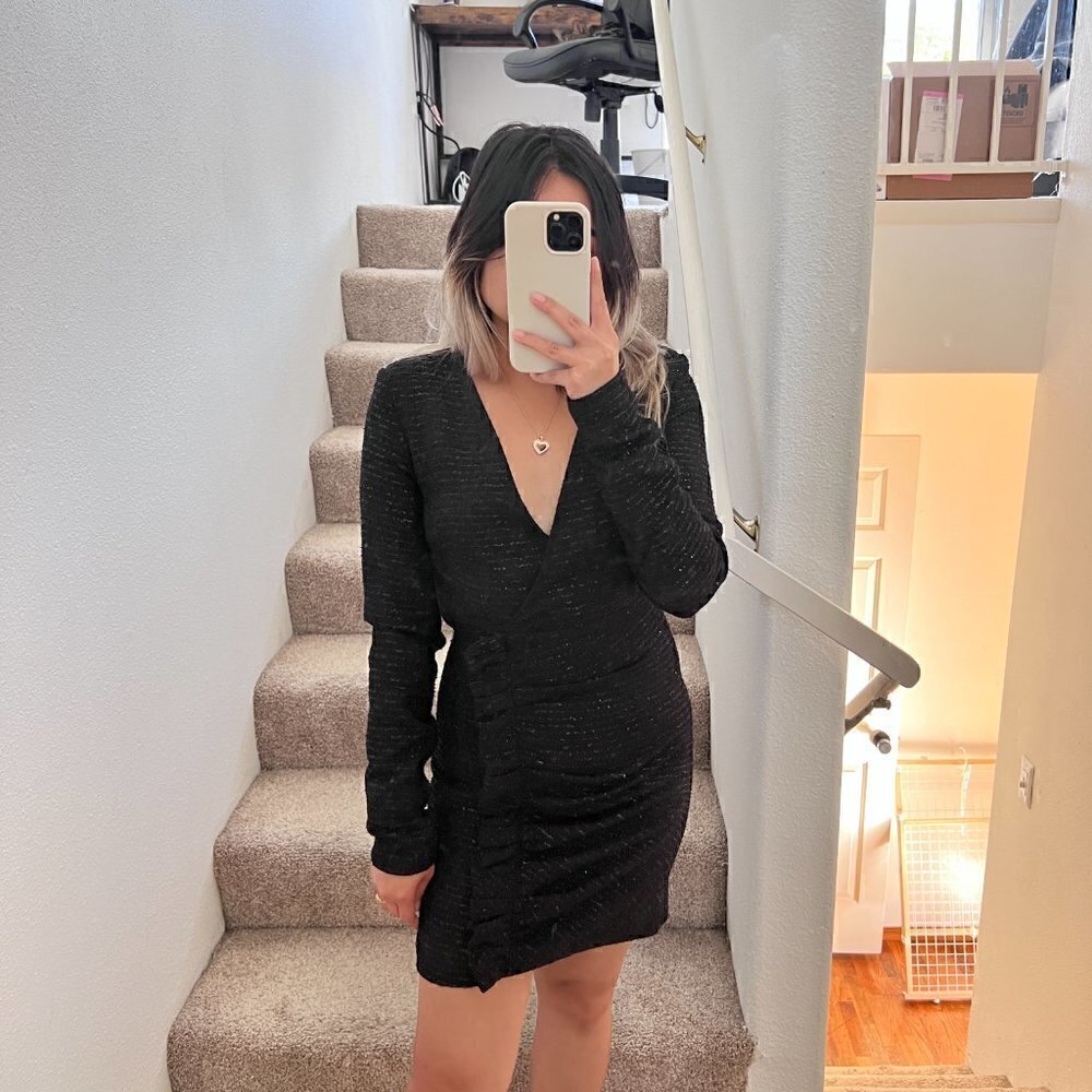NWT Zara Glittery Shimmery V-Neck Bodycon Mini Dress XS‌‌‌‌‌‌